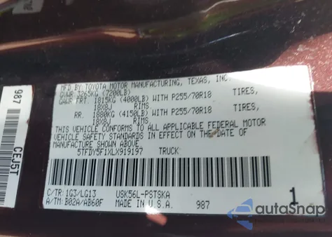2020 Toyota Tundra Sr5 from USA, damaged, VIN 5TFDY5F1XLX919197